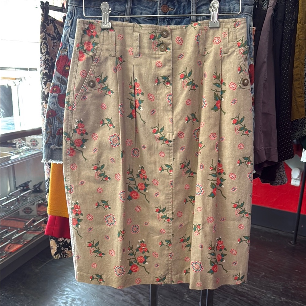 Sk Wear western Floral Beige Skirt